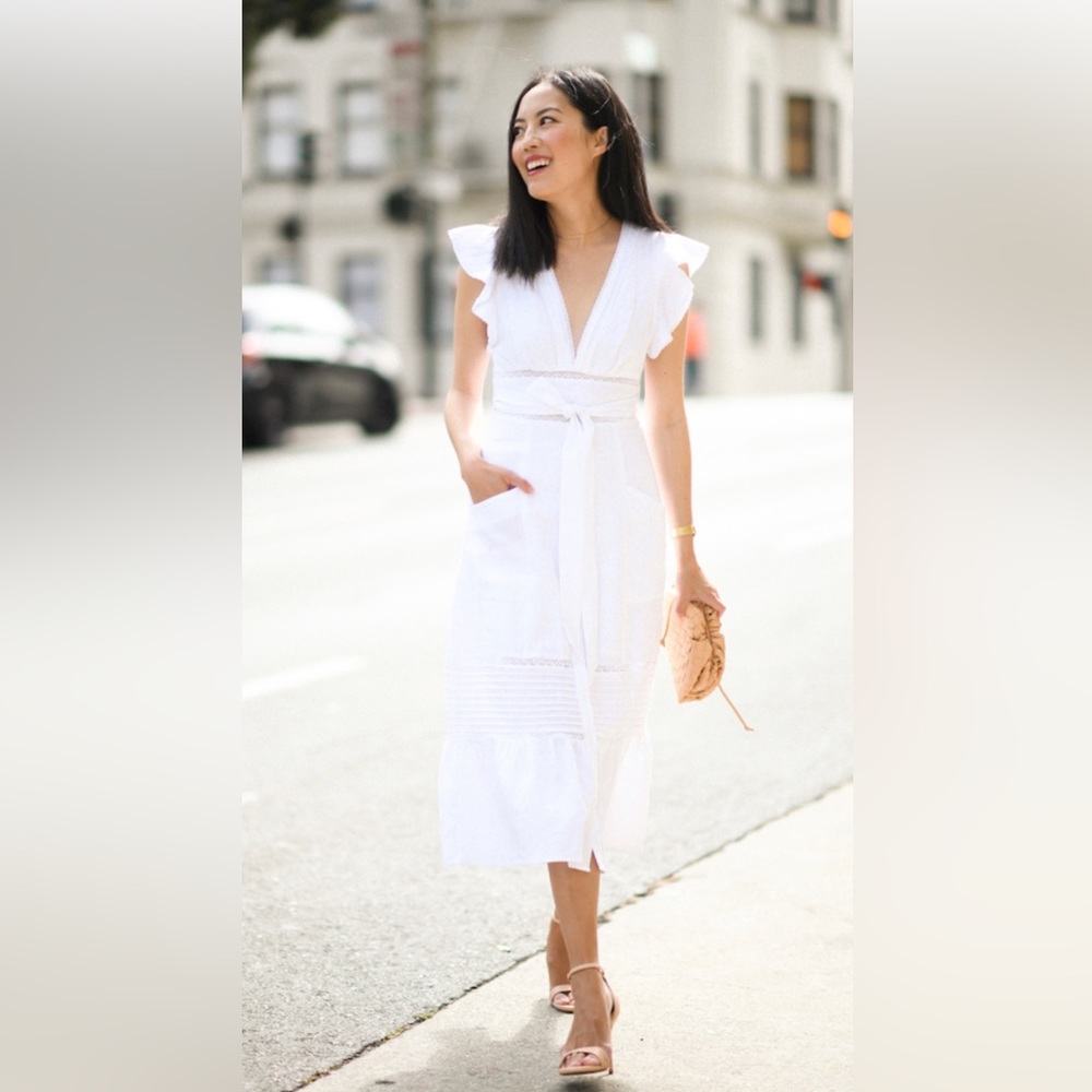 REFORMATION White Linen Dress